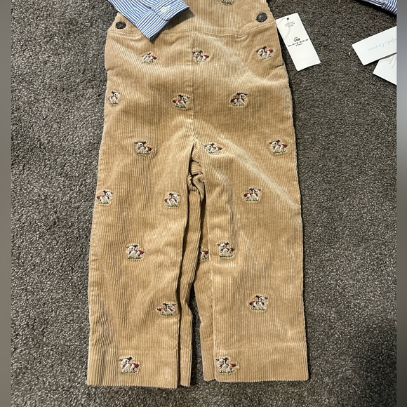 Ralph Lauren / 2-Piece Striped Shirt & Corduroy Embroidered Overalls Set - Picture 3 of 13